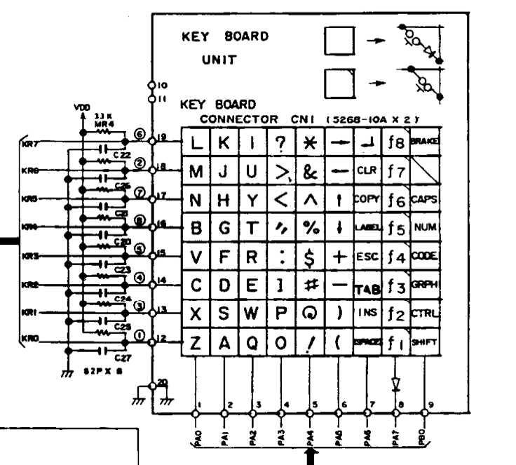 Model 100 keyboard schematic