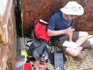 Dave, W2VV making contacts from the fire tower