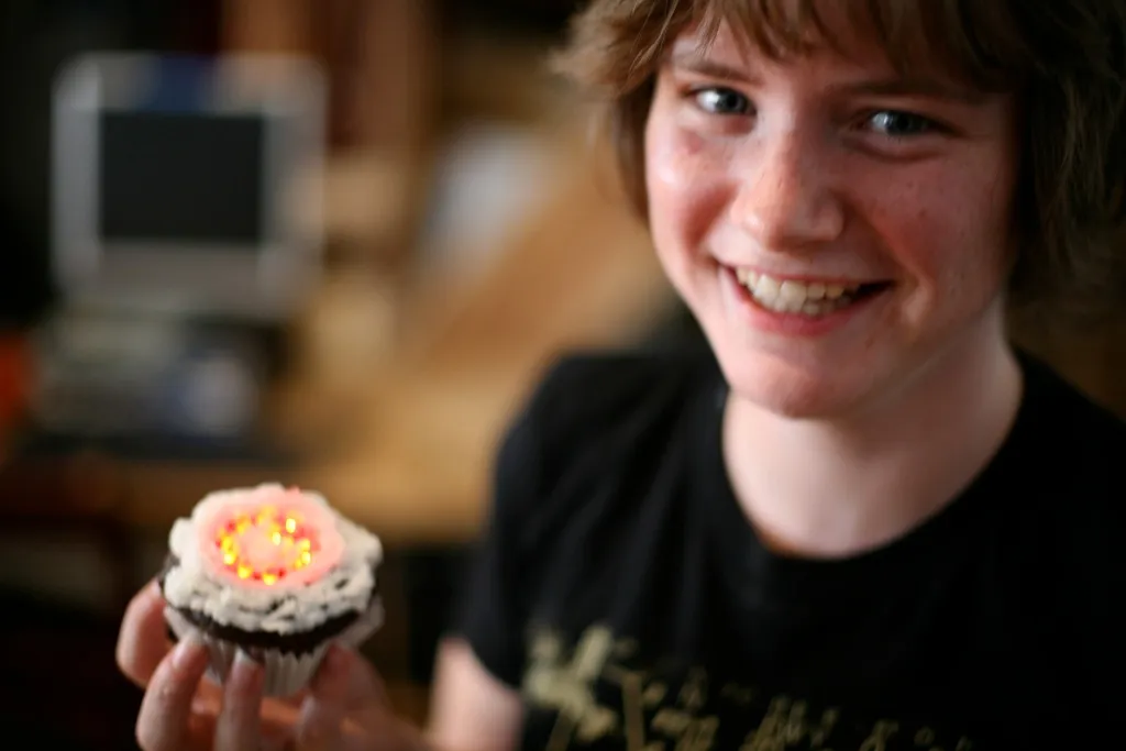 Kelly and her Pacman Cupcake