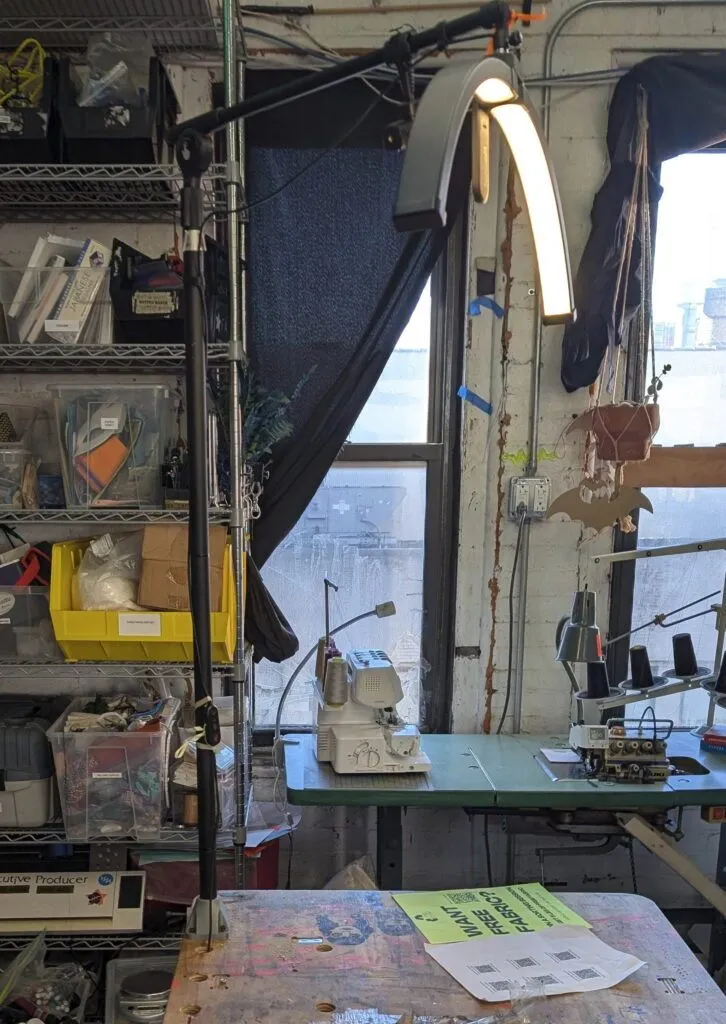 The sewing table lamp, as currently installed
