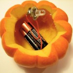 Battery, LED in pumpkin