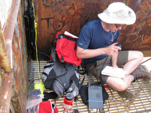 Dave, W2VV making contacts from the fire tower