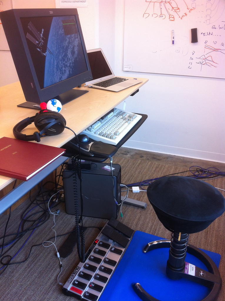 Standing desk with foot pedals